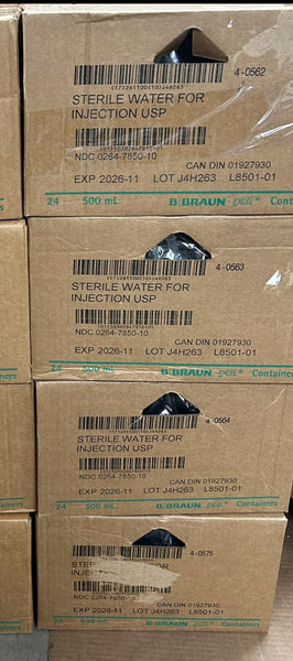 B Braun L8501-01 Sterile Water for Injection 500 mL bag